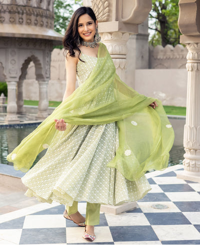 Viroka Embroidered Umbrella Suit Set