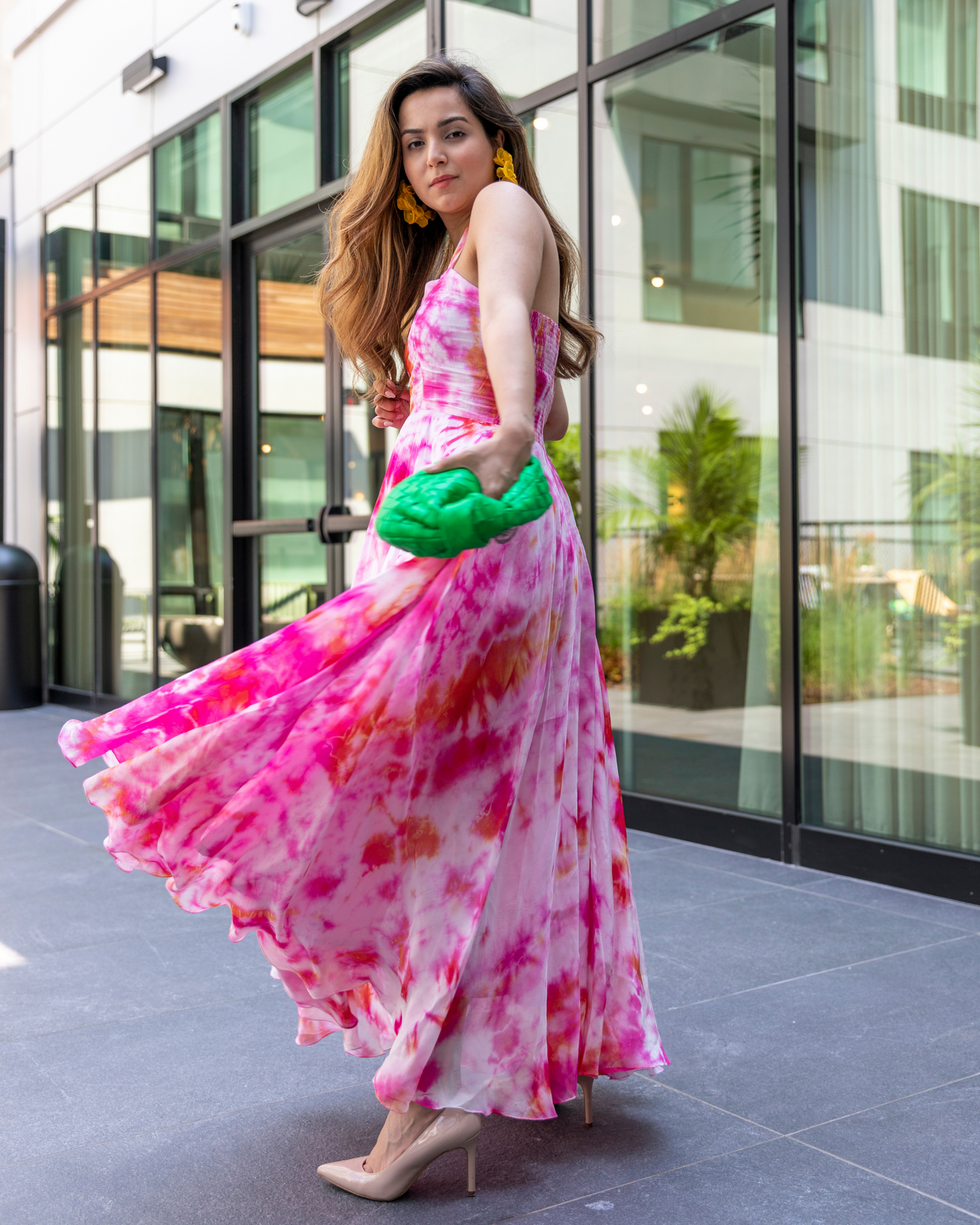 tie dye organza dress Pink Marshmello Tie & Dye Organza Dress