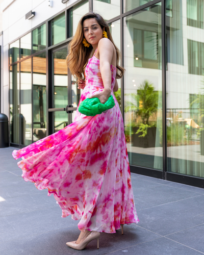 Pink Marshmello Tie & Dye Organza Dress