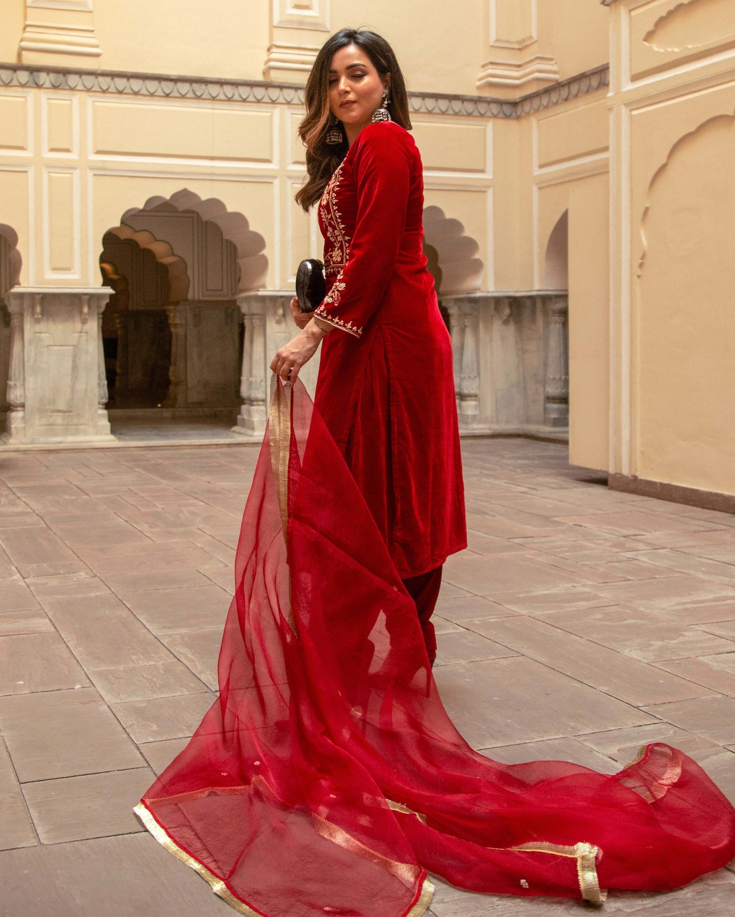 Velet Rythm Buy Red Rythm Velvet Handcrafted Suit Set online in India at Best Price ...