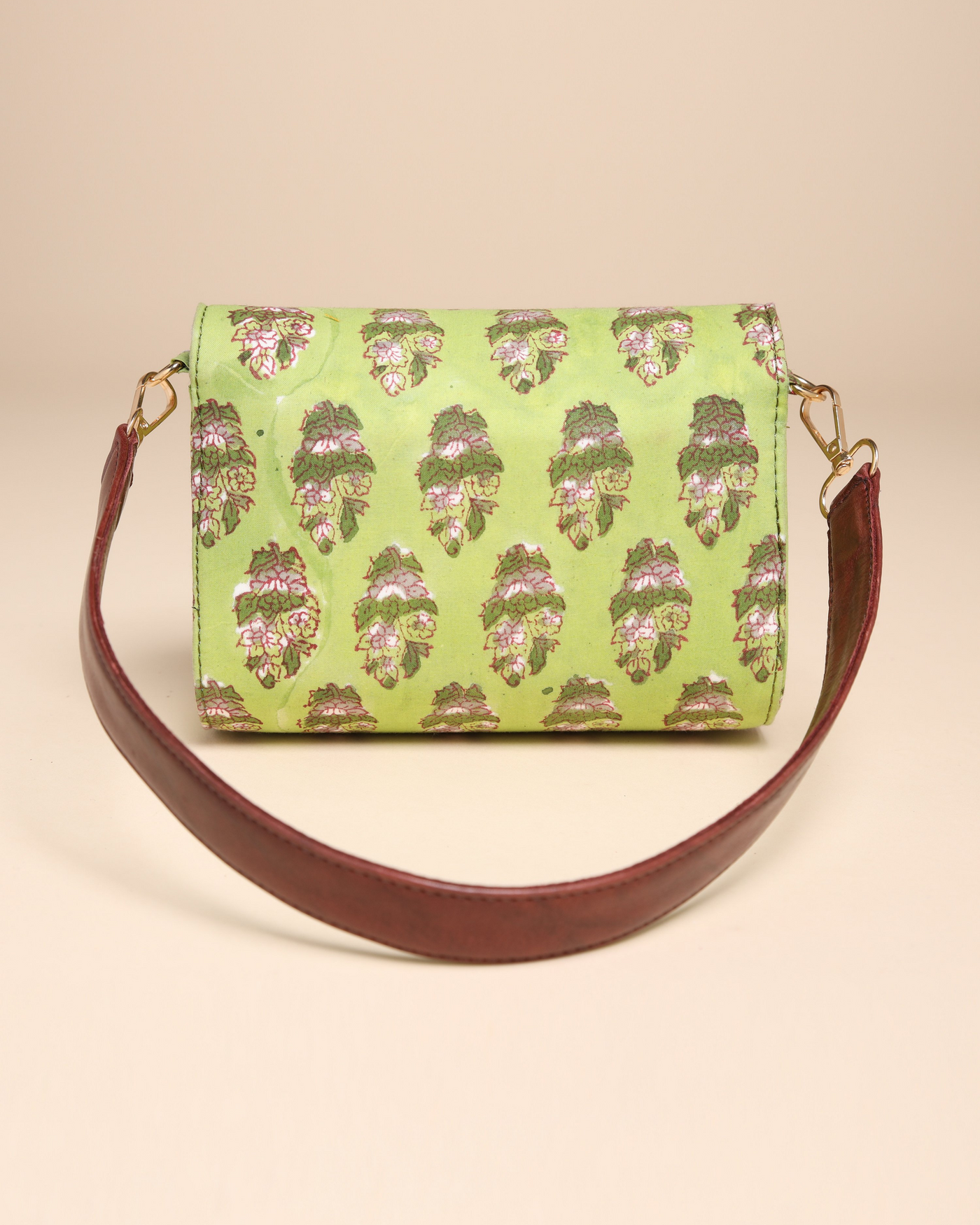 Green Emerald Cotton Blockprinted Medium Shoulder Bag
