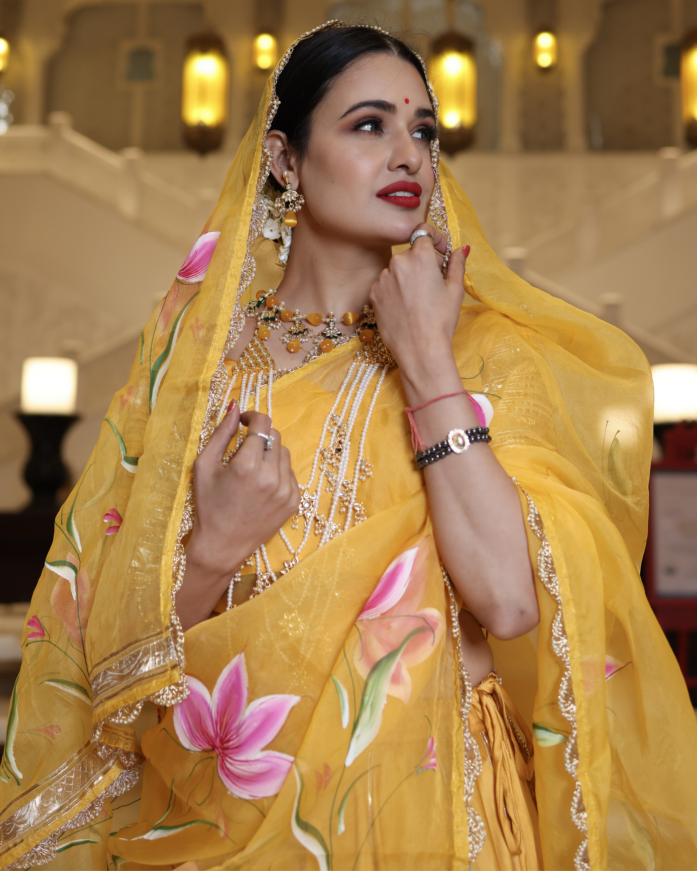 Yellow Slice Handpainted Lehenga Set