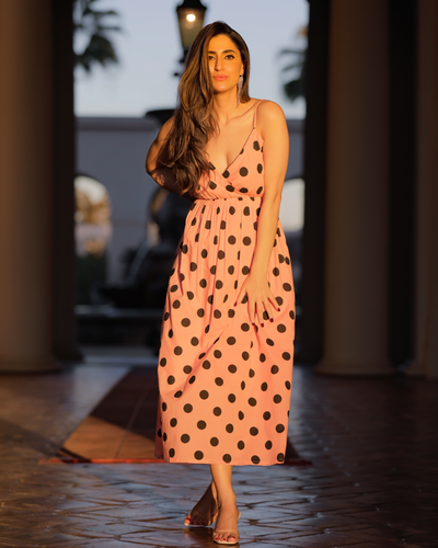 Peach Fuzz Polka Cotton Dress