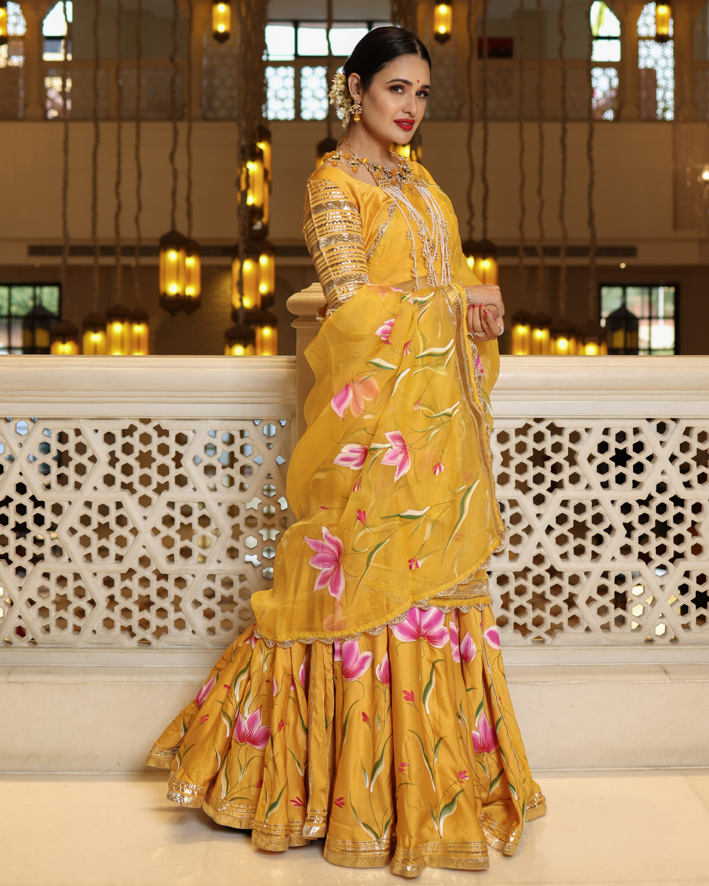 Yellow Slice Handpainted Lehenga Set