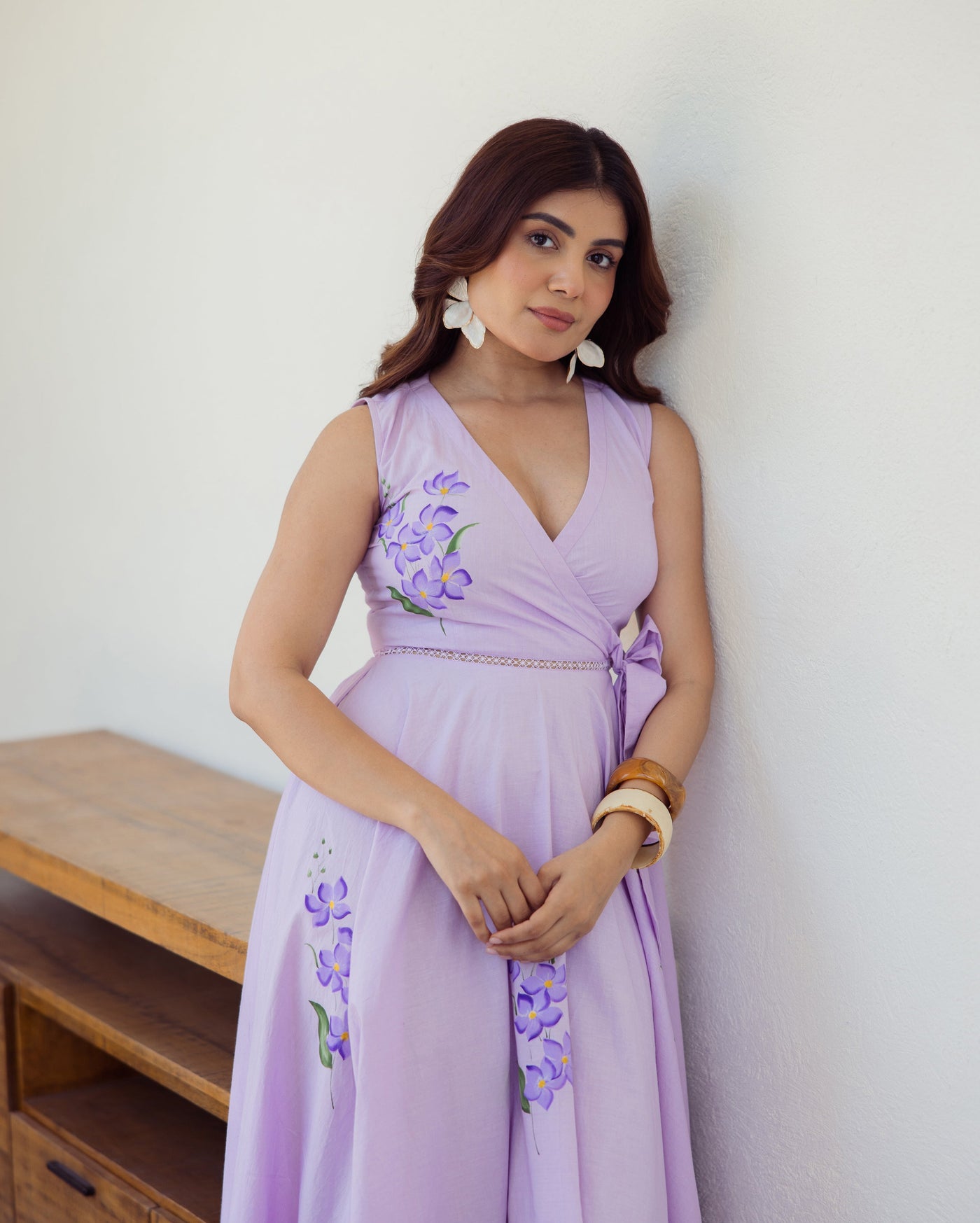 Varnish Lavender Handpainted Cotton Dress