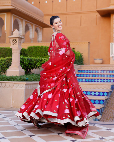 Maalini Handpainted Chanderi Lehenga Set