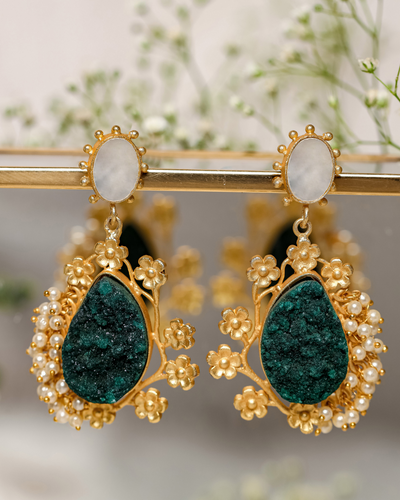 Fluke Green Handcrafted Brass Earrings