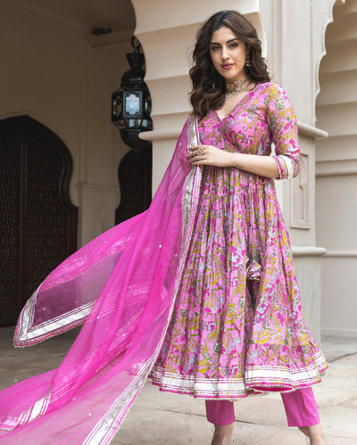 Yelena Chanderi Angrakha Suit Set