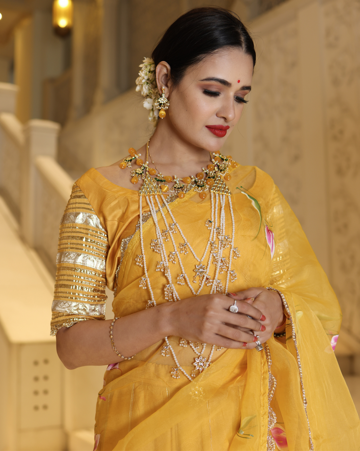 Yellow Slice Handpainted Lehenga Set