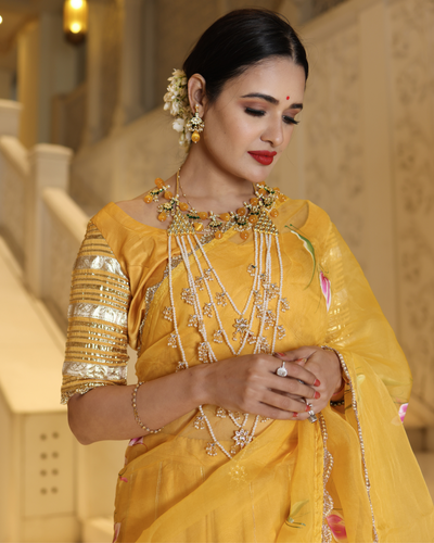 Yellow Slice Handpainted Lehenga Set