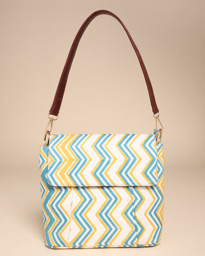 Zigzag Cotton Blockprinted Medium Shoulder Bag