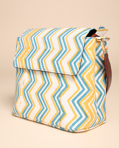 Zigzag Cotton Blockprinted Medium Shoulder Bag