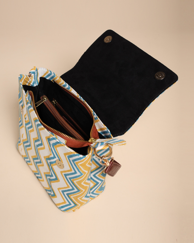 Zigzag Cotton Blockprinted Medium Shoulder Bag