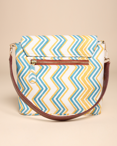 Zigzag Cotton Blockprinted Medium Shoulder Bag