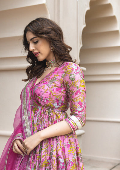 Yelena Chanderi Angrakha Suit Set