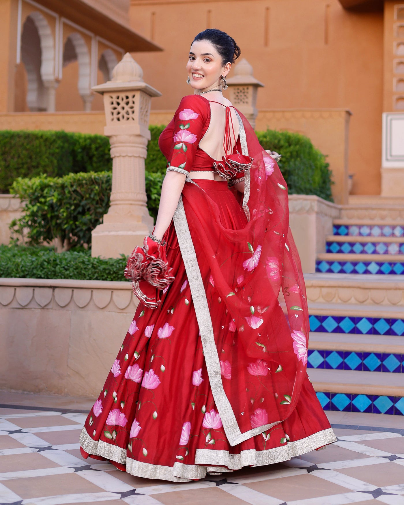 Maalini Handpainted Chanderi Lehenga Set