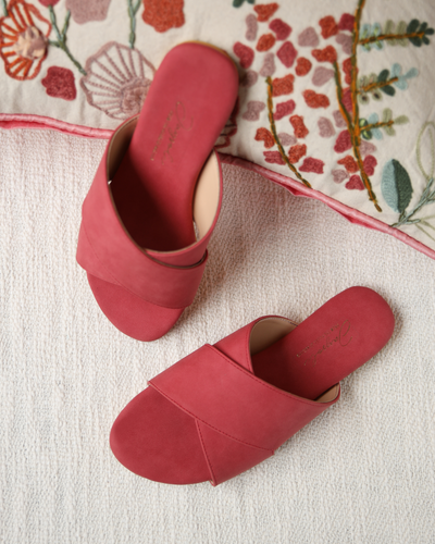 Sunkissed Coral Suede Flats