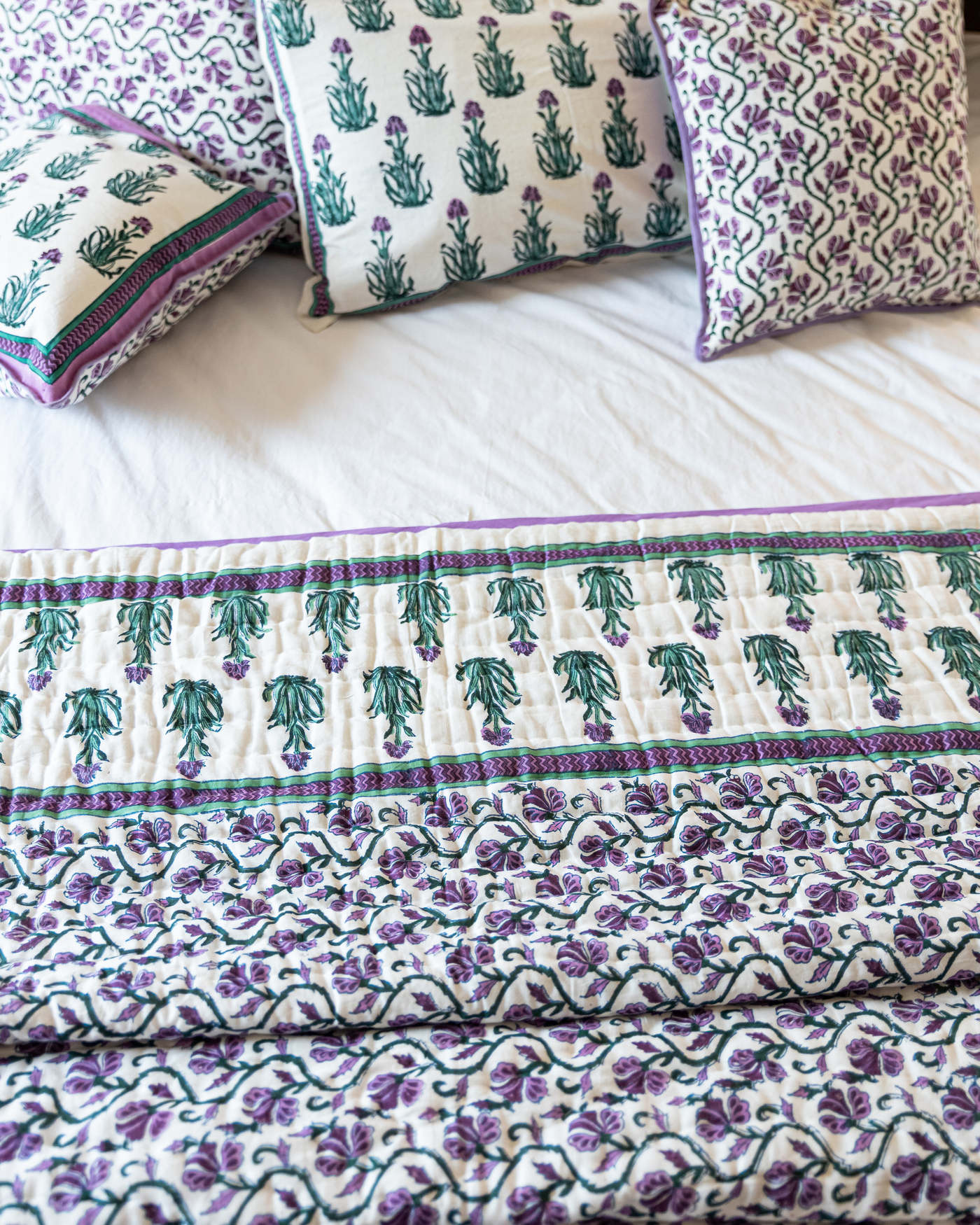 Gilly Flower Handblock Printed Cotton Quilt