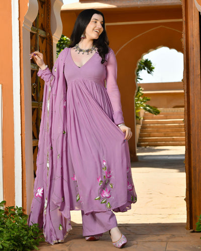 Sayuri Handpainted Georgette Suit Set