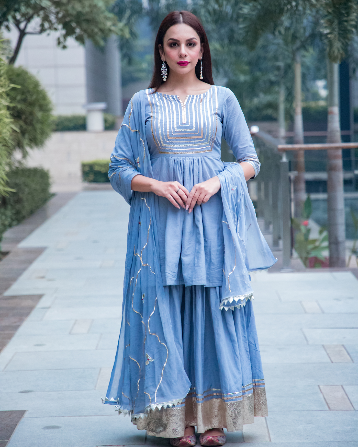 Powder Blue Gotapatti Sharara Set