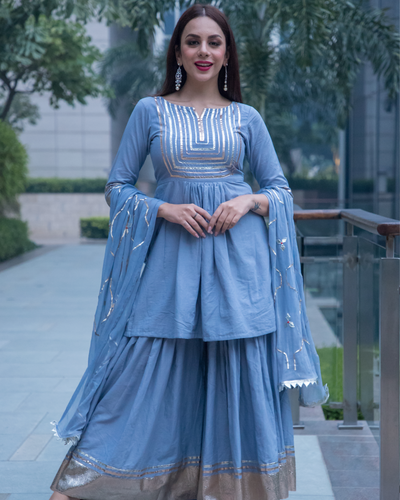 Powder Blue Gotapatti Sharara Set