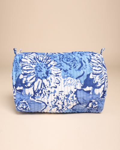 Jazz Blue Cotton Block Printed Pouch Bag