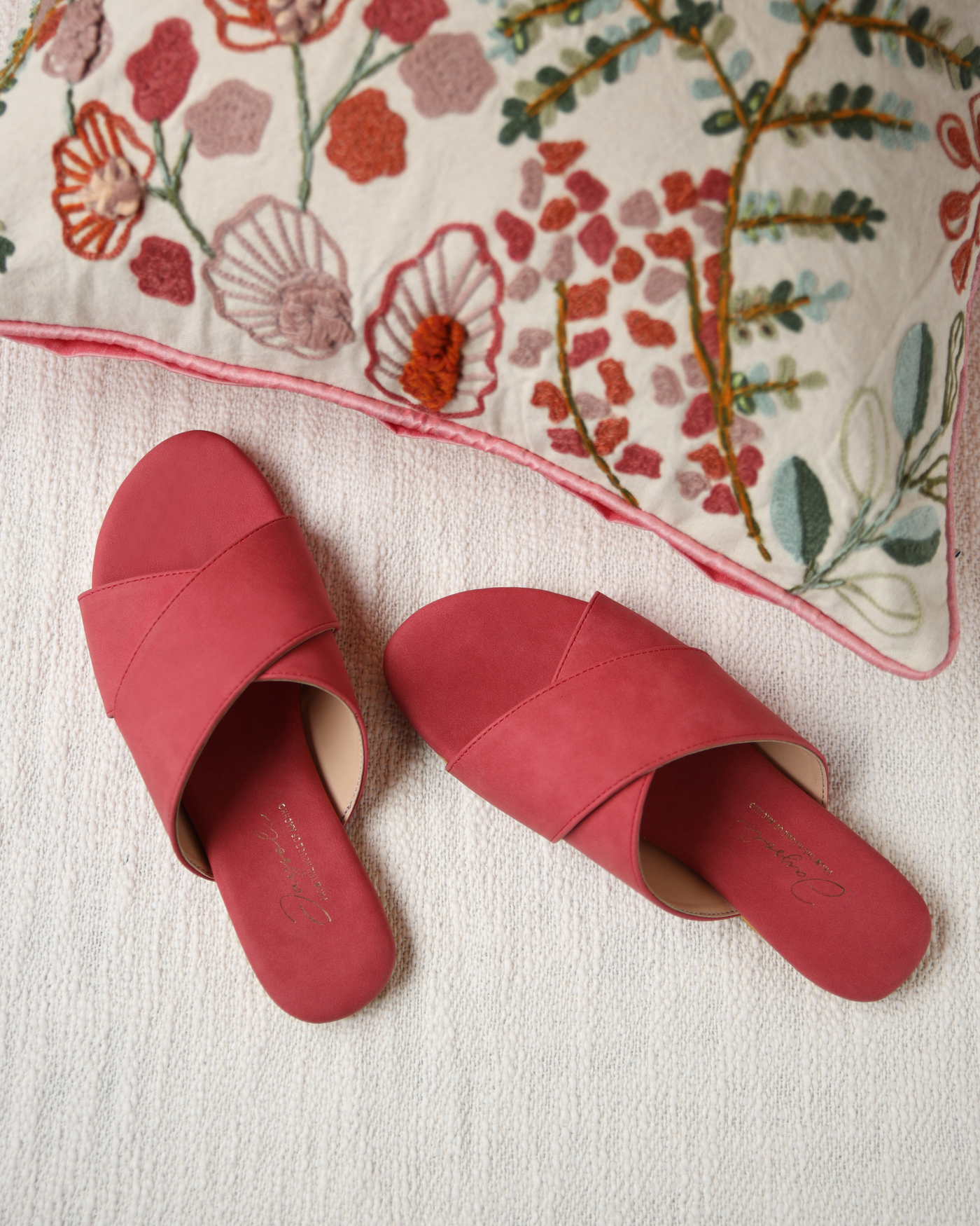 Sunkissed Coral Suede Flats