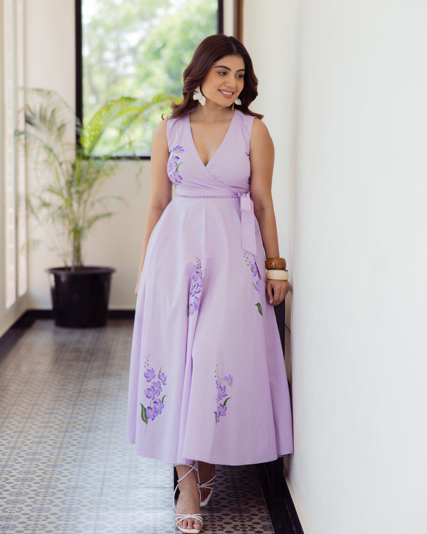 Varnish Lavender Handpainted Cotton Dress