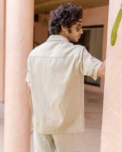 Reed Brown Embroidered Cotton Shirt