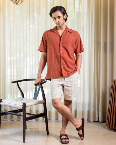 Milo Rust Orange Cotton Solid Shirt