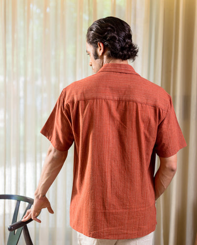Milo Rust Orange Cotton Solid Shirt