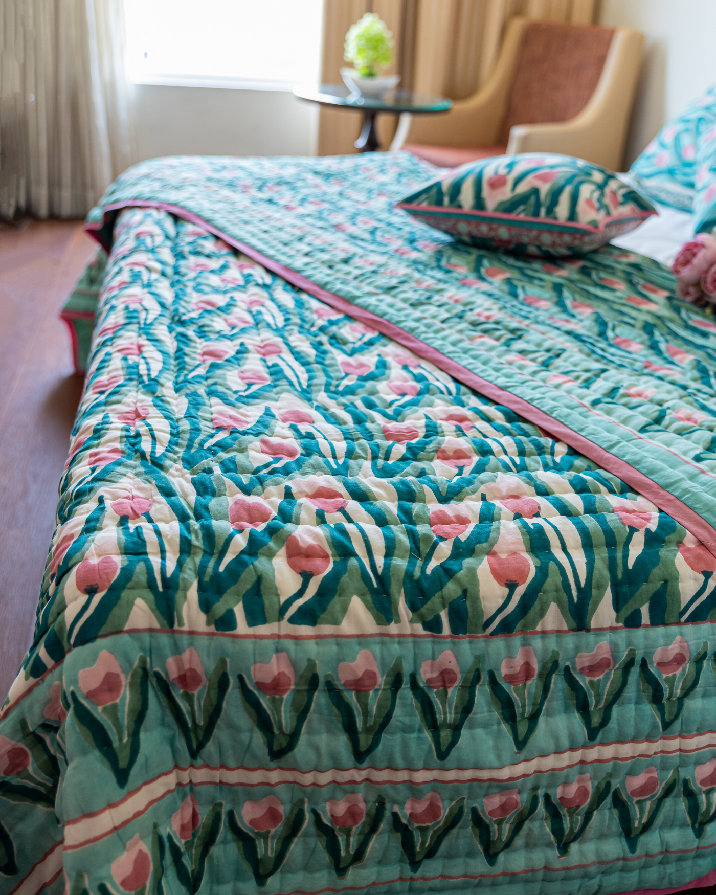 Pacific Handblock Printed Cotton Quilt