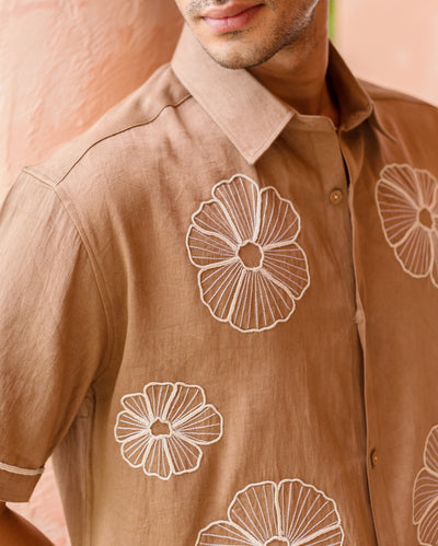 Cody Brown Embroidered Cotton Shirt