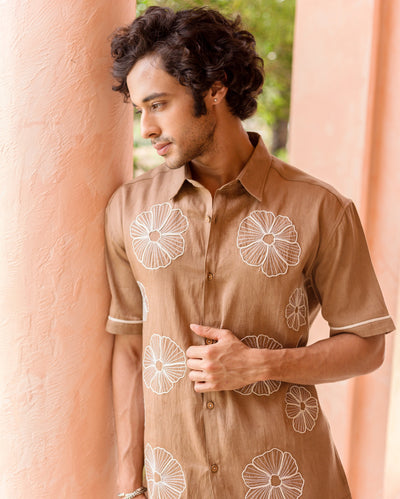 Cody Brown Embroidered Cotton Shirt