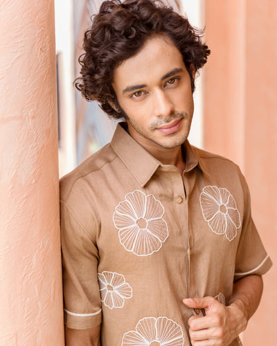 Cody Brown Embroidered Cotton Shirt