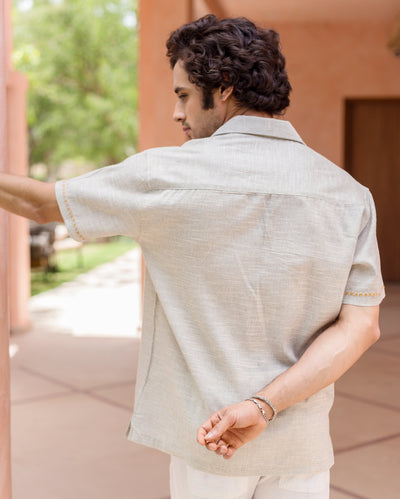 Owen Grey Embroidered Cotton Shirt