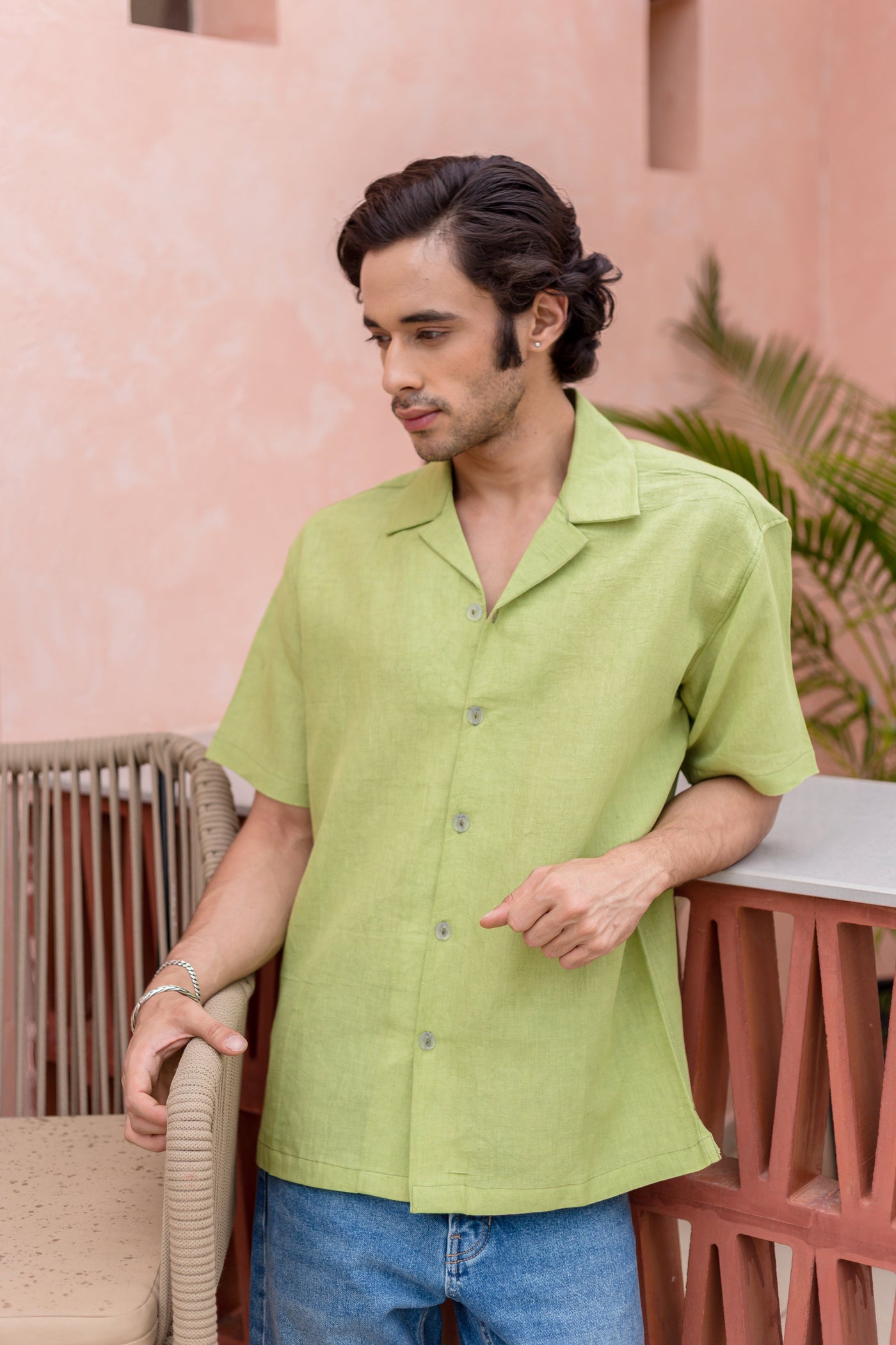 Sean Green Linen Solid Shirt