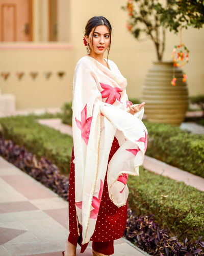 Raspberry Handpainted Suit Set