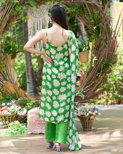 Drisana Green Printed Chiffon Suit Set