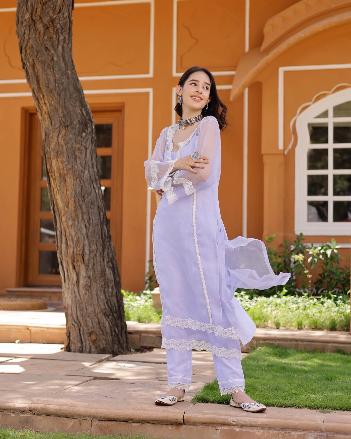 Eleanor Organza Straight Kurta Set