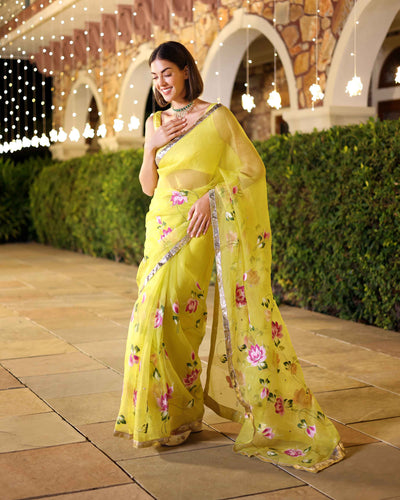 Yamini Handpainted Pure Organza Saree