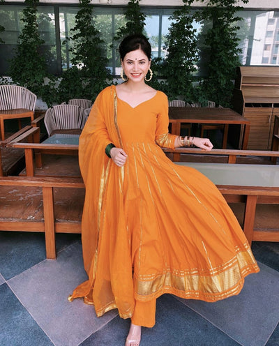 Golden Orange Gotapatti Anarkali Set