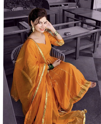 Golden Orange Gotapatti Anarkali Set