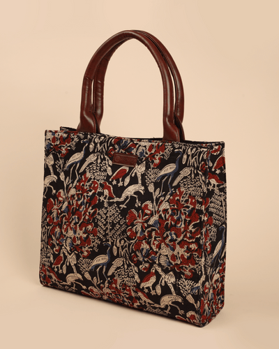 Classic Ebony Handblock Square Tote Bag