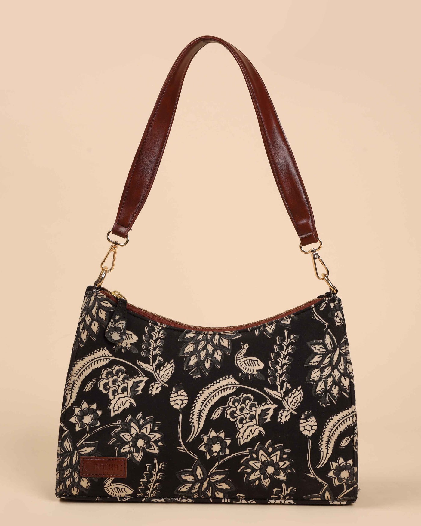 Black Onyx Handblock Baguette Bag
