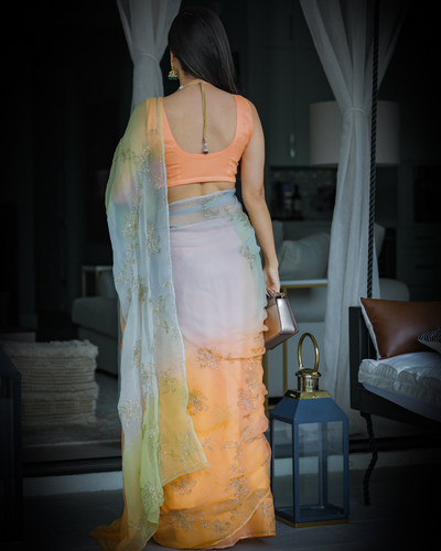 Yellow Sunshine Pure Chiffon Saree