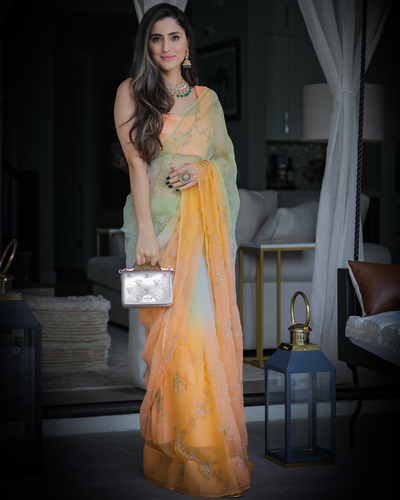 Yellow Sunshine Pure Chiffon Saree