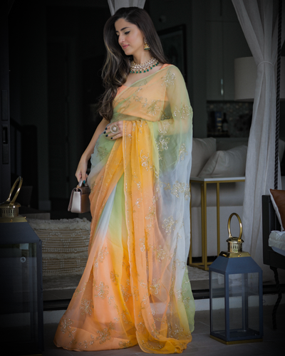 Yellow Sunshine Pure Chiffon Saree