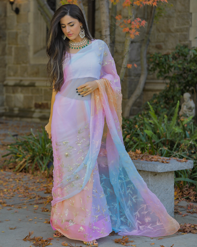 Glitter Pearl Pure Chiffon Saree