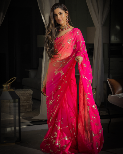 Persian Pink Pure Chiffon Saree